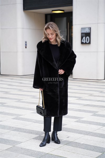 Норковое пальто формата oversize из пластин 203BLk
