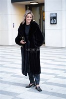 Норковое пальто  с воздушными рукавами и капюшоном "Кобра" - фото 5065