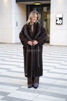Норковое пальто прямого кроя с соболем - фото 5600