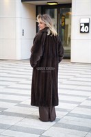 Норковое пальто прямого кроя с соболем - фото 5603