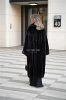 Норковое пальто свободного кроя с соболем - фото 5613