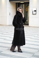 Норковое пальто с шалевым воротником - фото 5651