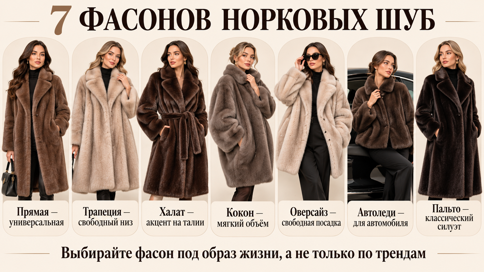 Натуральные оттенки норкового меха Black Mahogany Sapphire Violet Palomino